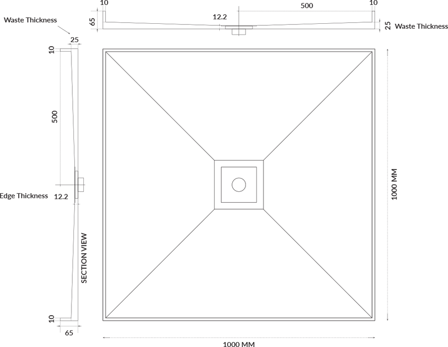 Universal Tile Over Tray - Lipped Centre Waste