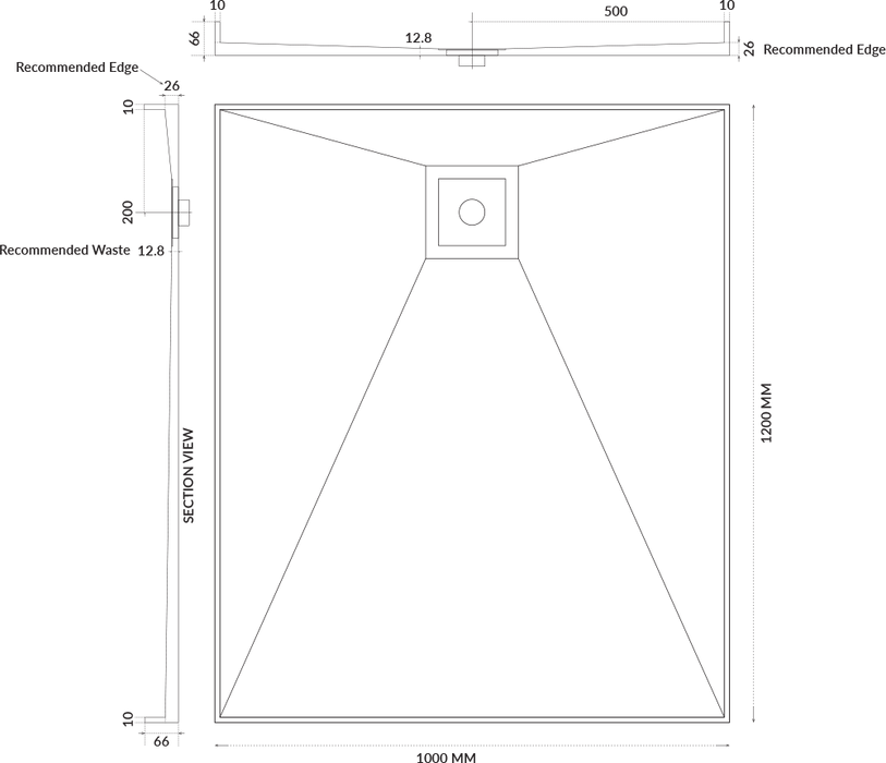 Universal Tile Over Tray - Lipped Rear Waste