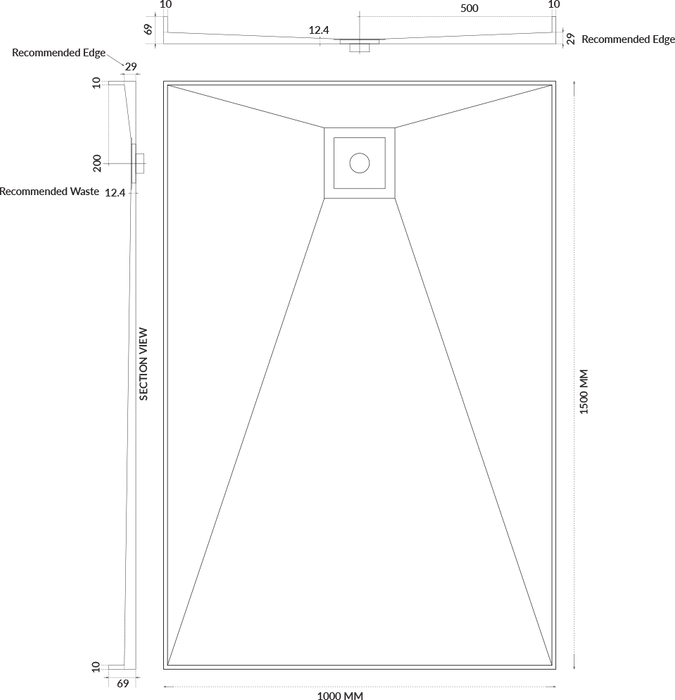 Universal Tile Over Tray - Lipped Rear Waste