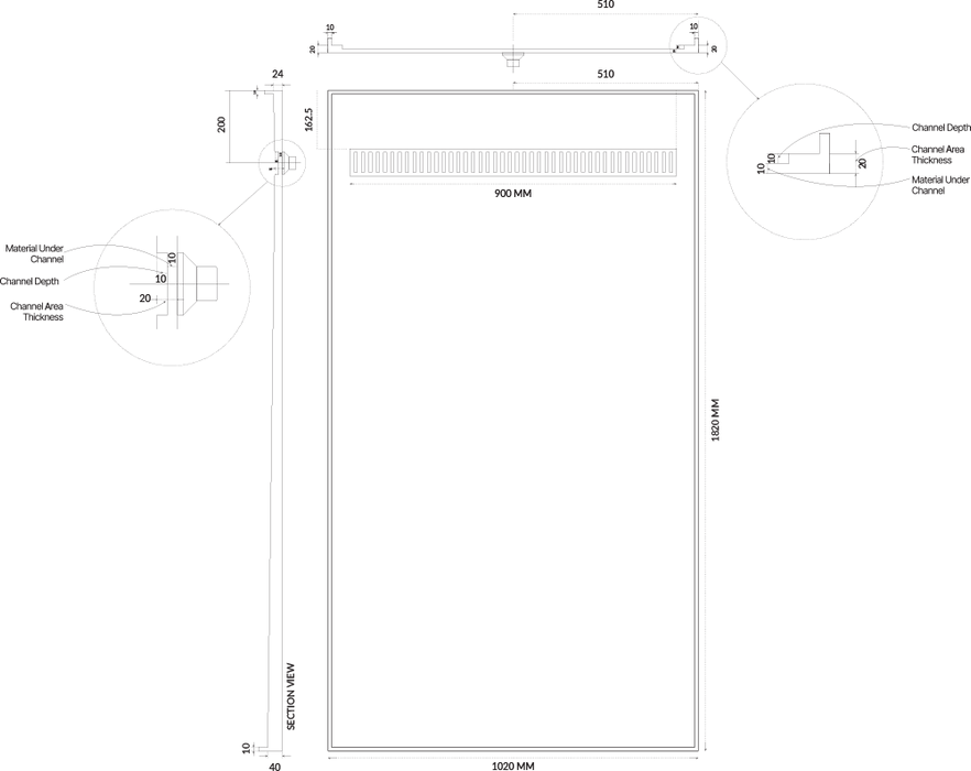 Universal Tile Over Tray - Lipped Channel Grate