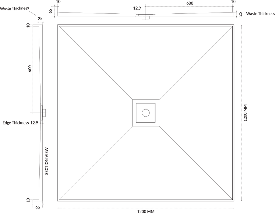 Universal Tile Over Tray - Lipped Centre Waste