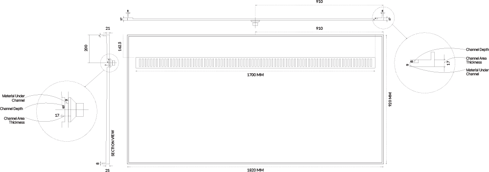Universal Tile Over Tray - Lipped Channel Grate