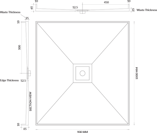 Universal Tile Over Tray - Lipped Centre Waste