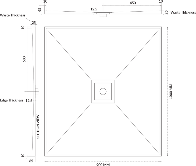 Universal Tile Over Tray - Lipped Centre Waste