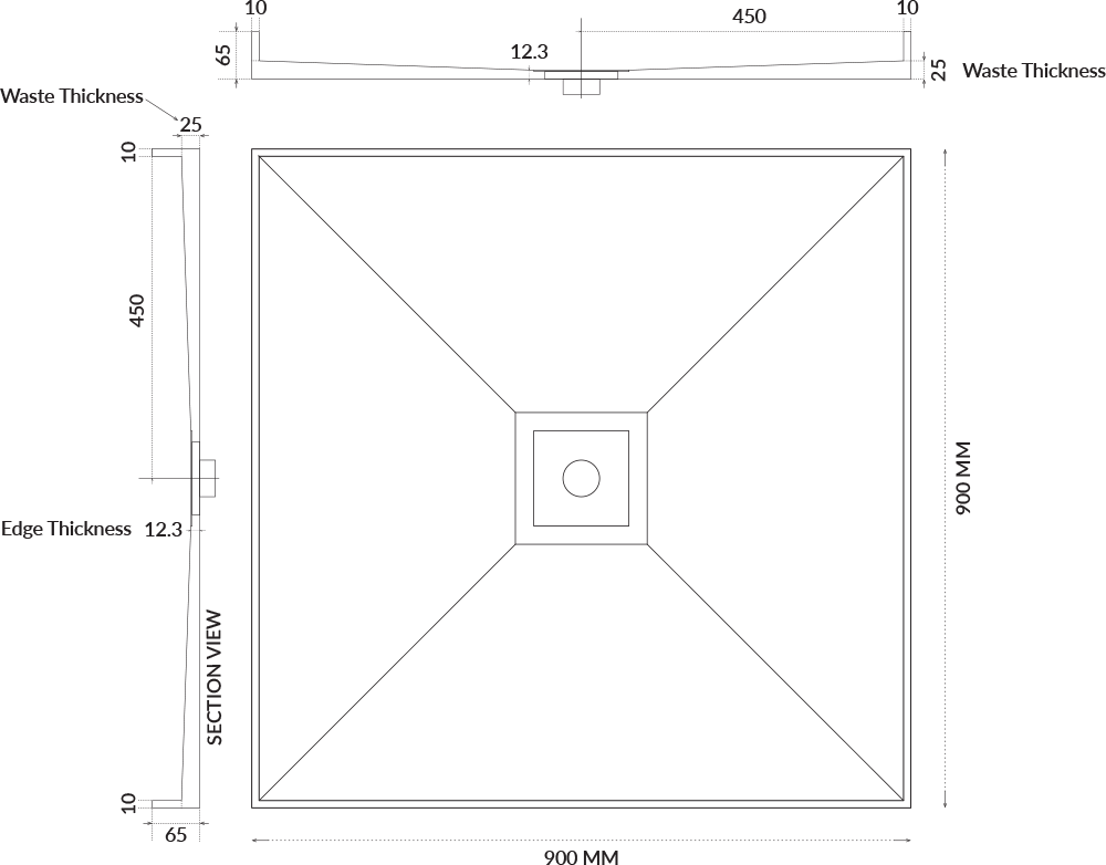 Universal Tile Over Tray - Lipped Centre Waste