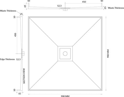 Universal Tile Over Tray - Lipped Centre Waste