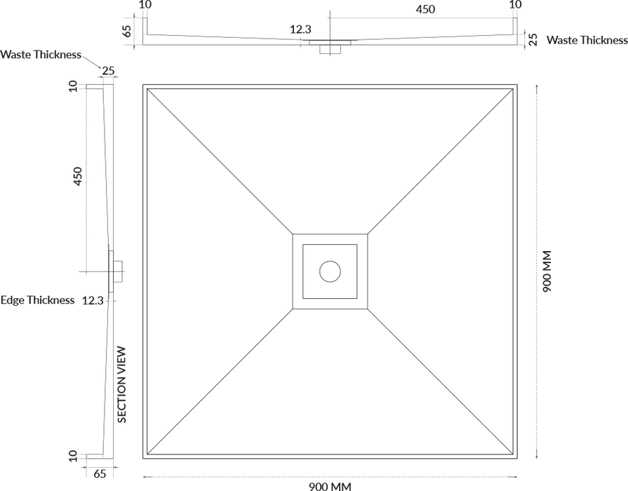 Universal Tile Over Tray - Lipped Centre Waste