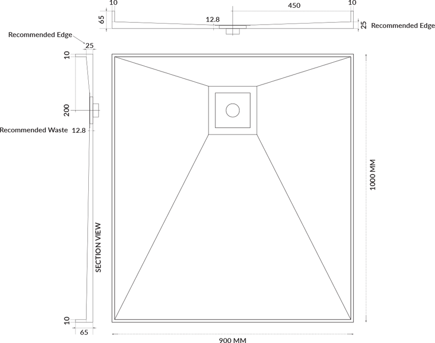 Universal Tile Over Tray - Lipped Rear Waste
