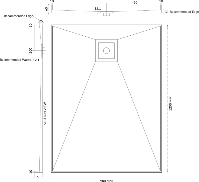 Universal Tile Over Tray - Lipped Rear Waste