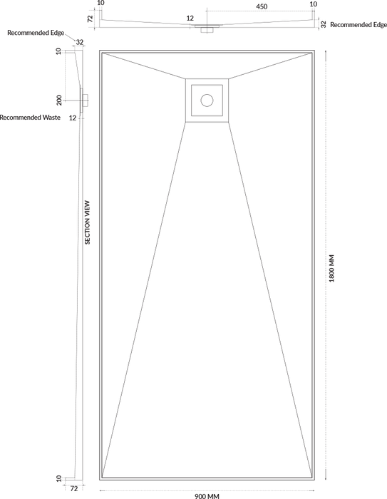 Universal Tile Over Tray - Lipped Rear Waste
