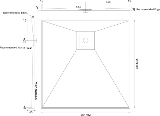 Universal Tile Over Tray - Lipped Rear Waste