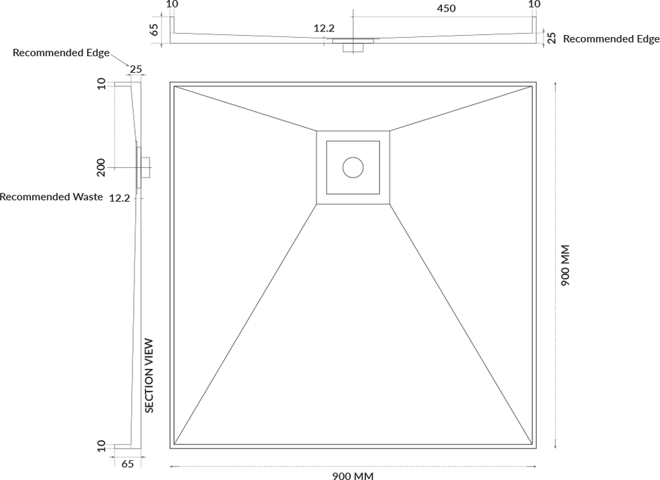 Universal Tile Over Tray - Lipped Rear Waste