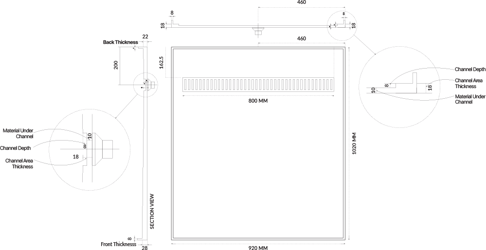 Universal Tile Over Tray - Lipped Channel Grate