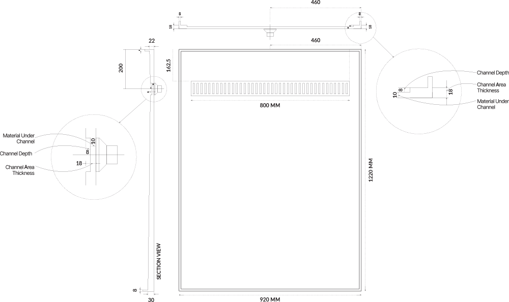Universal Tile Over Tray - Lipped Channel Grate