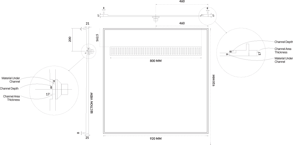 Universal Tile Over Tray - Lipped Channel Grate