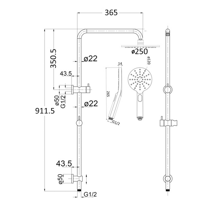 Mica Dual Shower Rail
