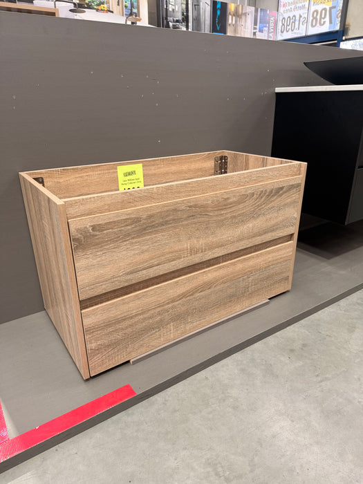 Leo 900mm Wall Hung Woodgrain Cabinet Only - $300