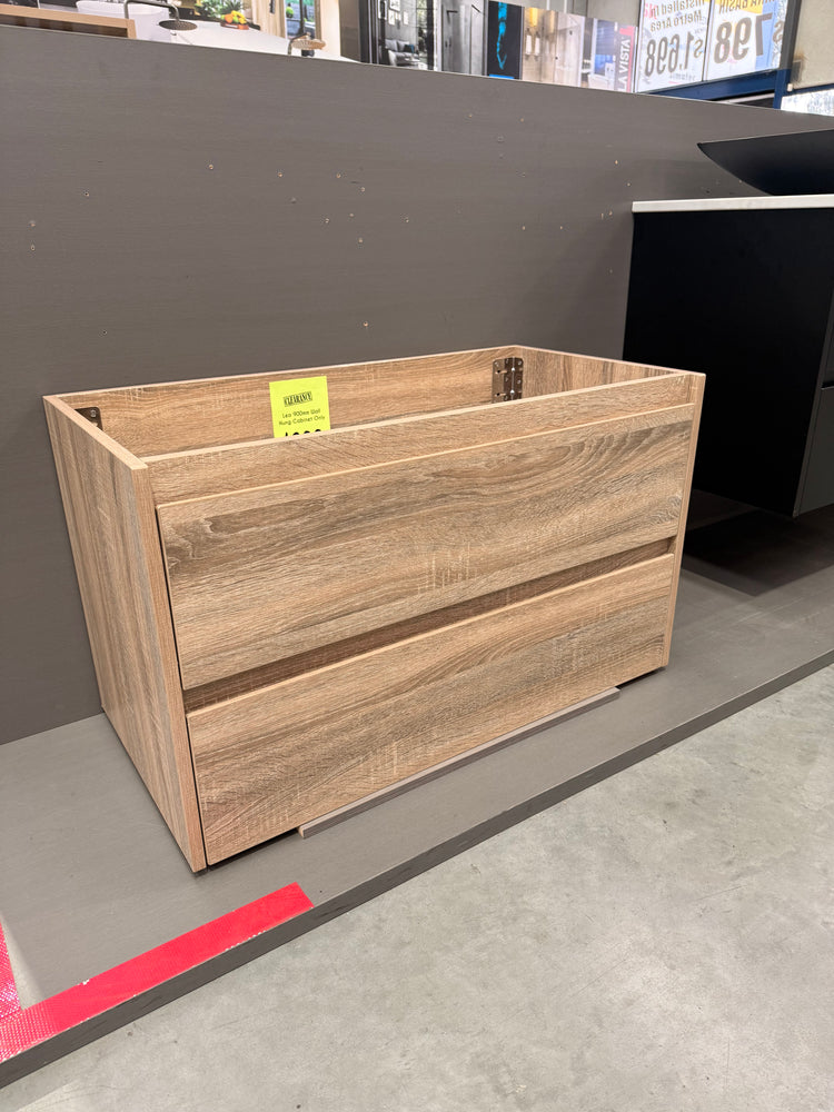 Leo 900mm Wall Hung Woodgrain Cabinet Only - $300