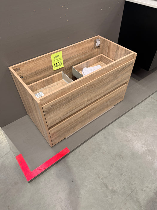 Leo 900mm Wall Hung Woodgrain Cabinet Only - $300