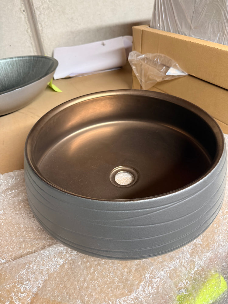 Zues Black / Bronze Above Counter Basin - $200
