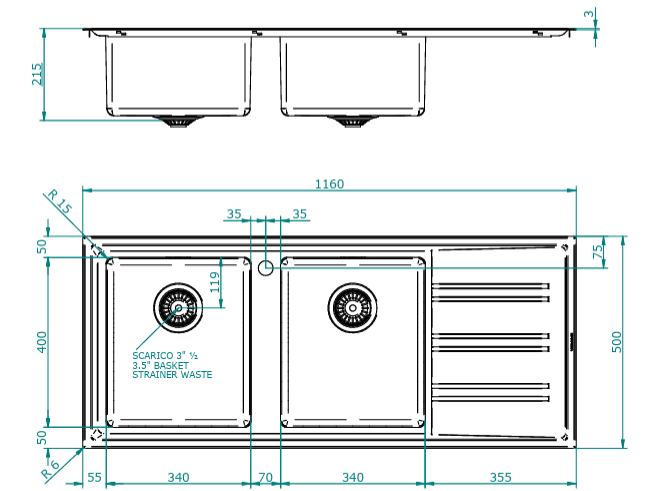 Barazza Easy 200L Double Bowl Sink - $200