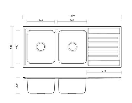 Kubic Double Bowl Sink - $200