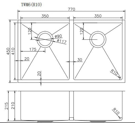 TWMPS770 Double Bowl Sink - $400