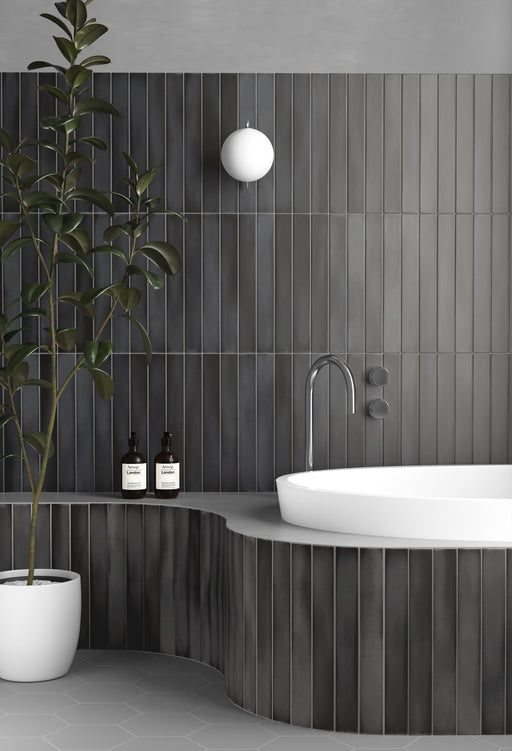 MASSIMO DARK BLACK SATIN SUBWAY 50X400MM 31578