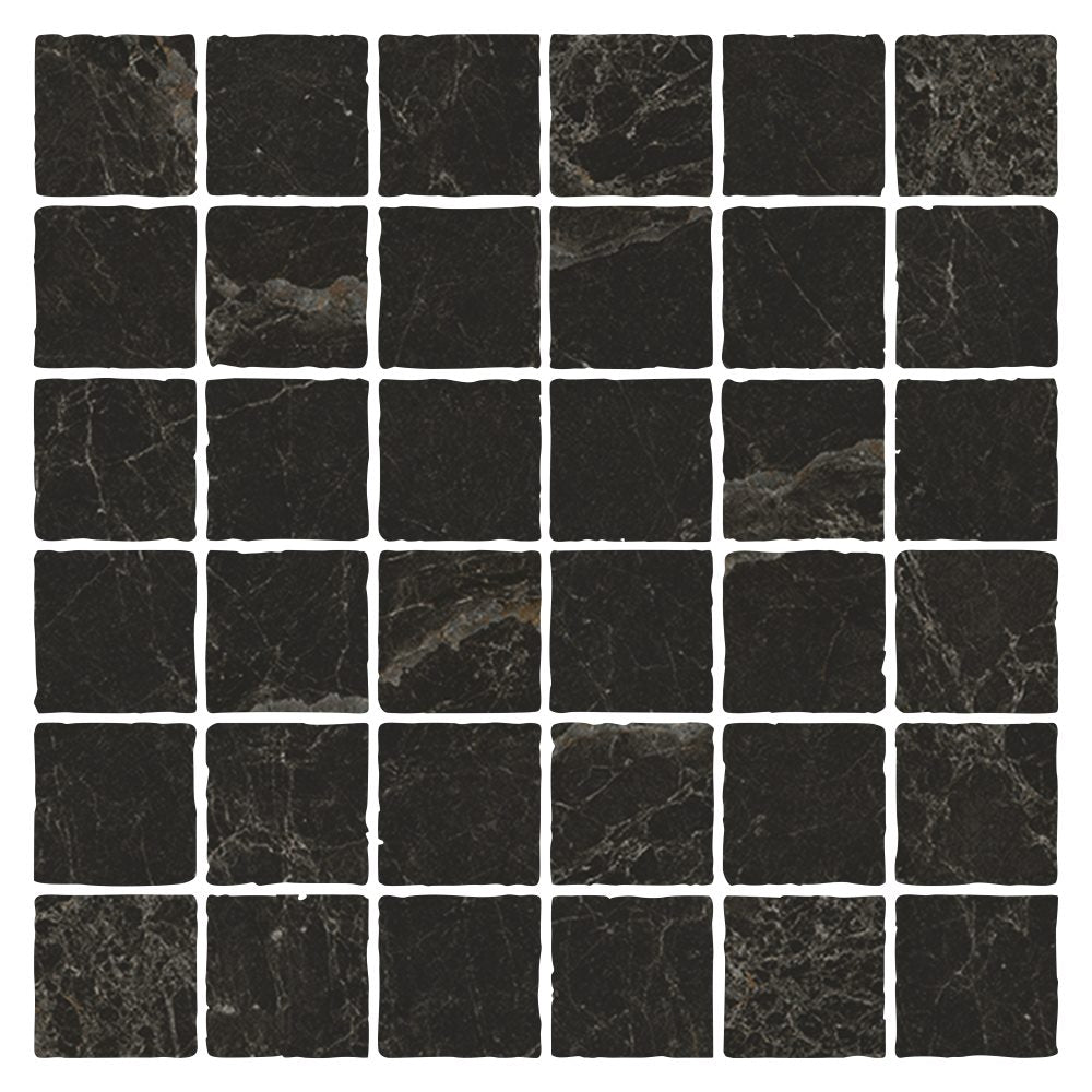 PIETRA BLACK TUMBLE MOSAIC 48X48 298X298MM PT04M7