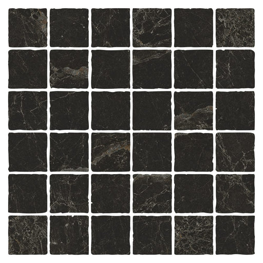 PIETRA BLACK TUMBLE MOSAIC 48X48 298X298MM PT04M7