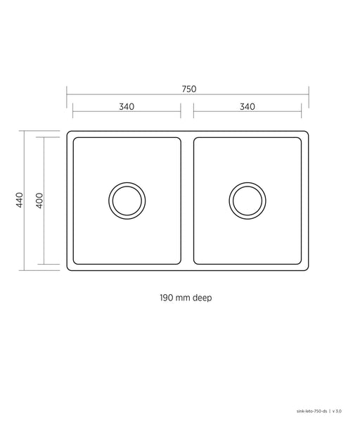 Leto 750mm Double Bowl Sink - $550
