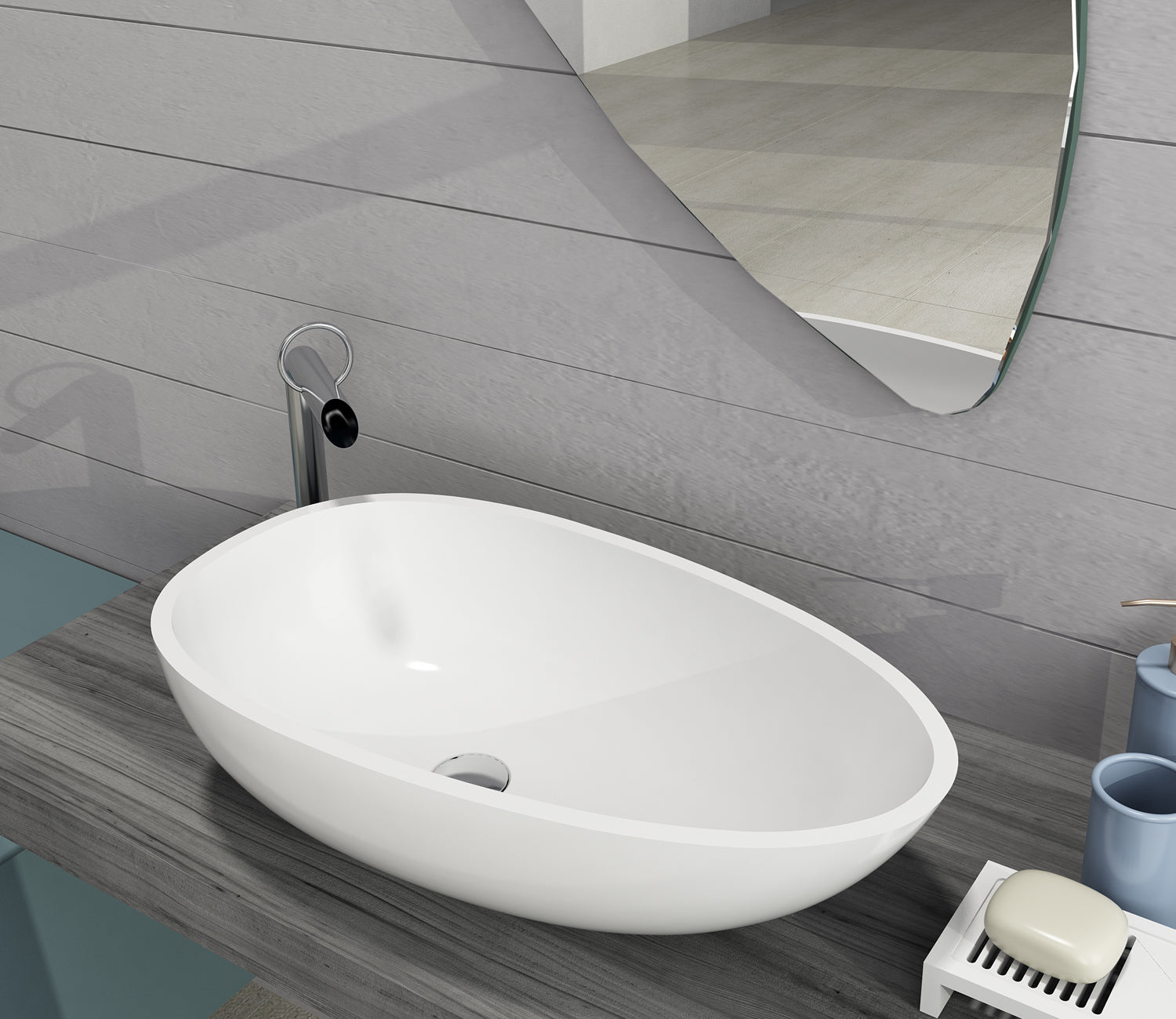 Crystal Solid Surface Above Counter Basin