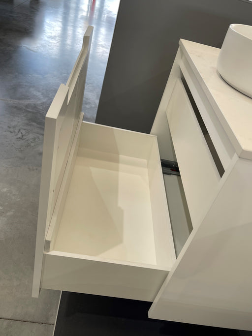 Santiga Matte White Rattan Wall Hung Vanity