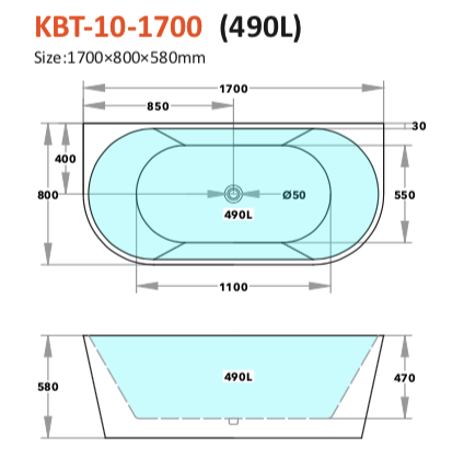 KBT-10 Back To Wall Bath (Matte Or Gloss White)