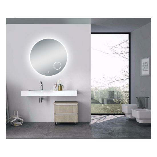 Round 900mm Frontlit LED Mirror With Magnifying Mirror